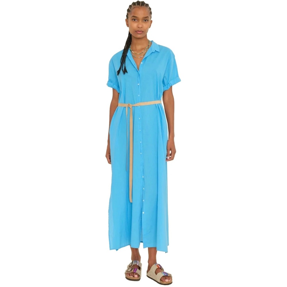Xirena Linnet Dress XS Blue Tide Pool Cotton Gauze Maxi Coastal Boho Casual